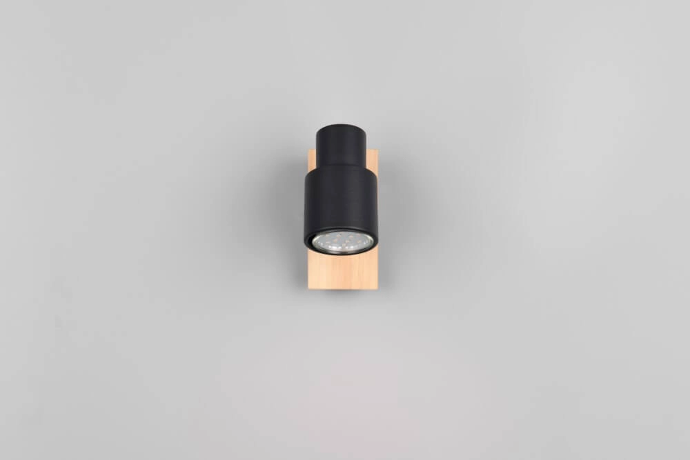 Design wandlamp Pierre zwart met hout Trio 4017807638158