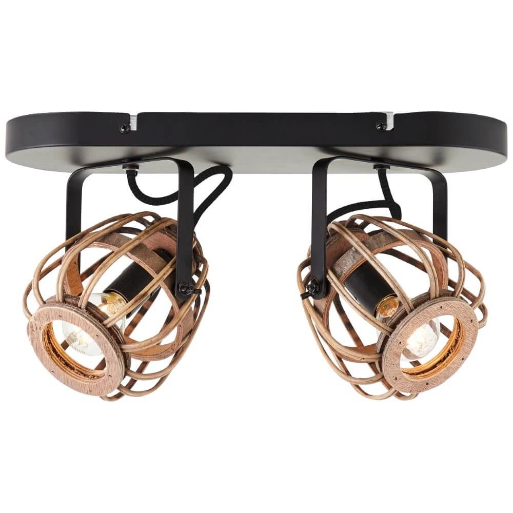Rotan plafondlamp Nikka 2-lichts zwart Rotan plafondlamp Nikka 2-lichts zwart