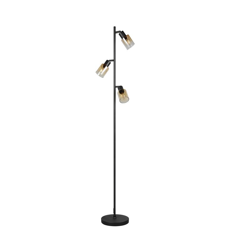Vloerlamp Cadiz 3-lichts amber glas Trio 4017807653472