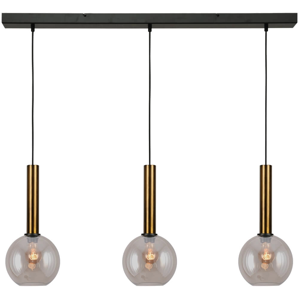 3-lichts hanglamp Bella 2 met goud glas