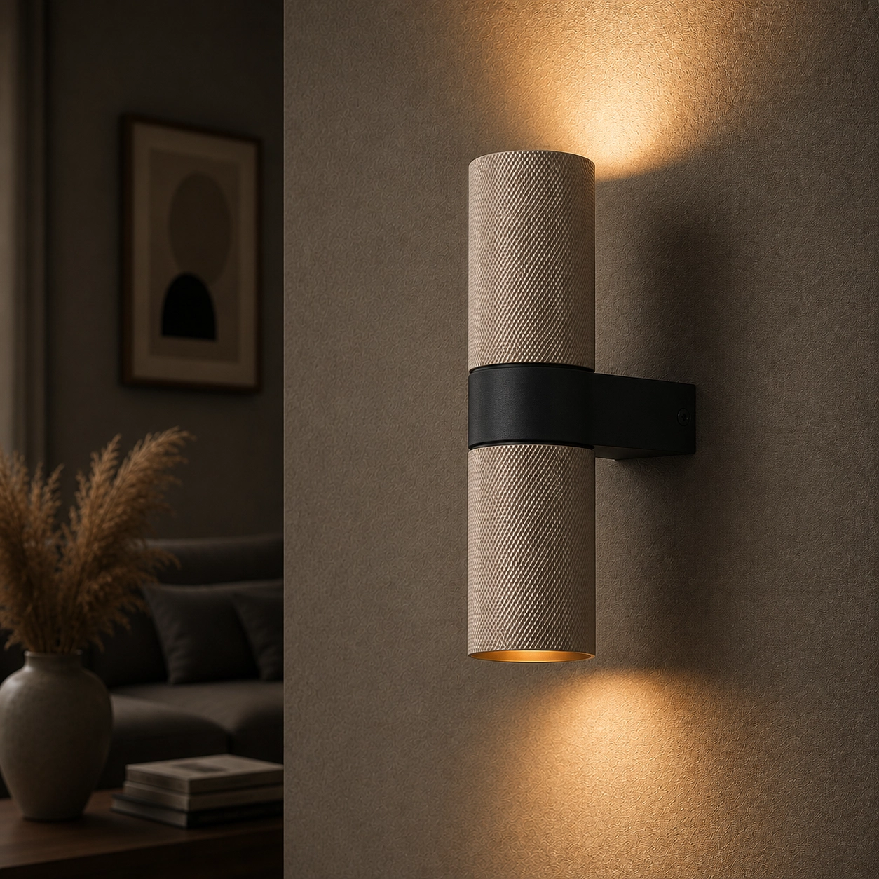 Wandspot structuur Grana Champagne met zwart