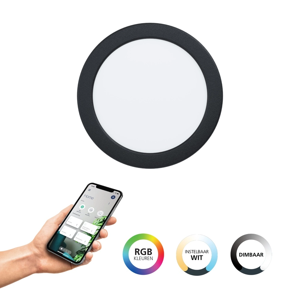 IP44 inbouw lamp Fueva 6-Z Zigbee - zwart - Ø 16,8cm Eglo 9008606330980