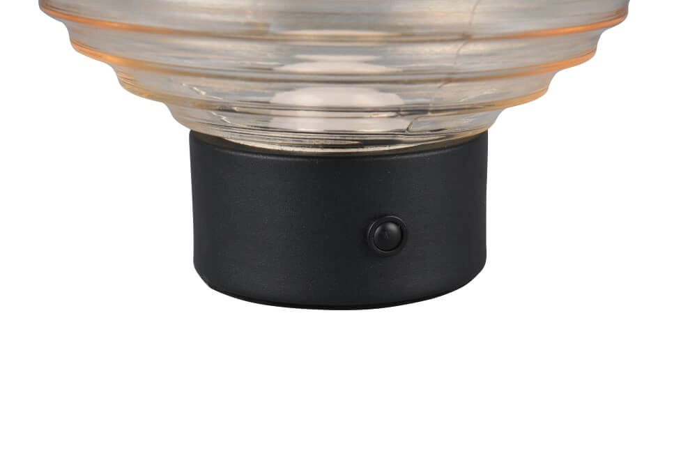 Oplaadbare tafellamp zwart Earl amber glas Trio 4017807601923