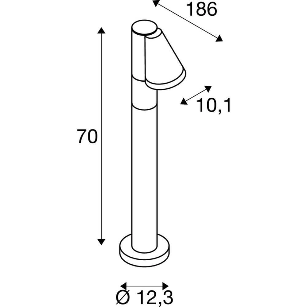 Padverlichting T-Tube 70 Pole 70cm zwart enkel SLV 4024163291576