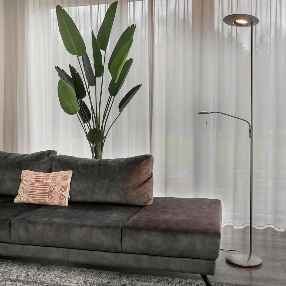 Vloerlamp met leeslampje Zodiac 2-lichts metaalgrijs Steinhauer 8712746122824