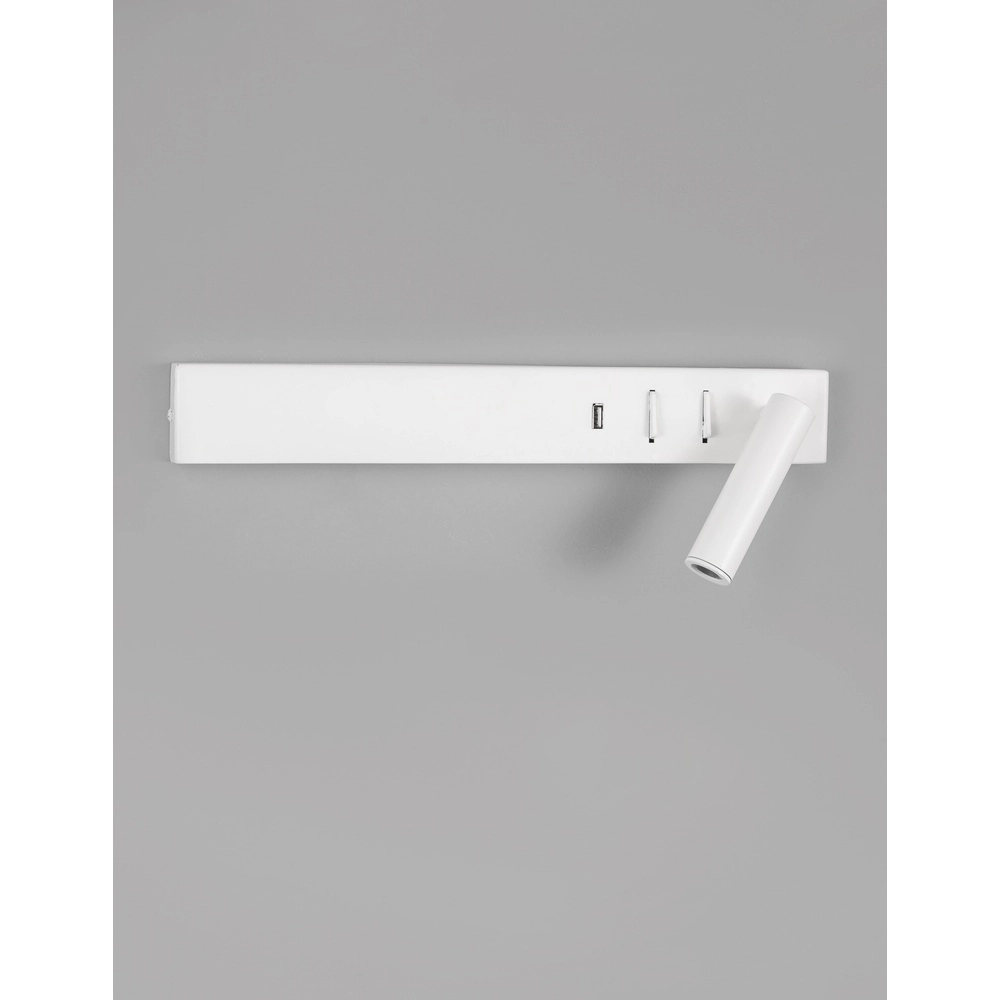 Bedlampje Vida rechts wit met usb Lyora 5212017427878