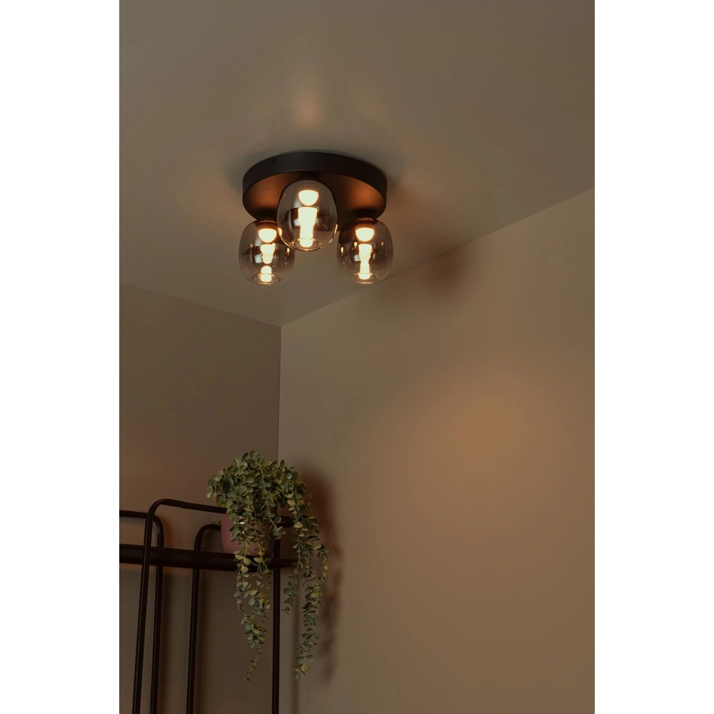 3-lichts plafondlamp Tamino zwart Lucide 5411212741233
