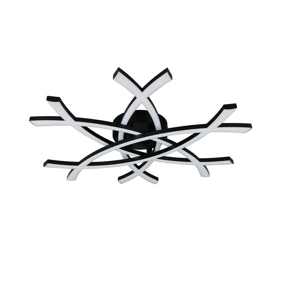 Moderne plafondlamp Pollock 60cm zwart Trio 4017807659078