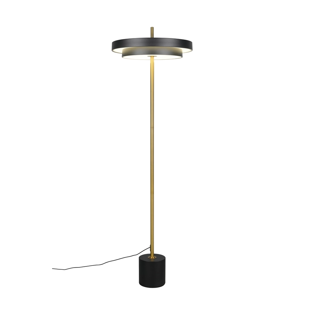 Moderne vloerlamp Keaton zwart met goud Trio 4017807655926