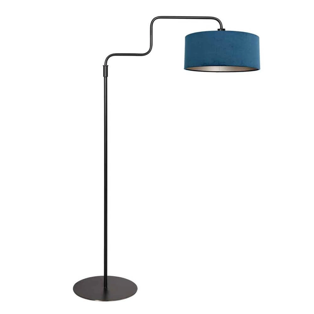Vloerlamp Bloeba zwart met blauwe kap