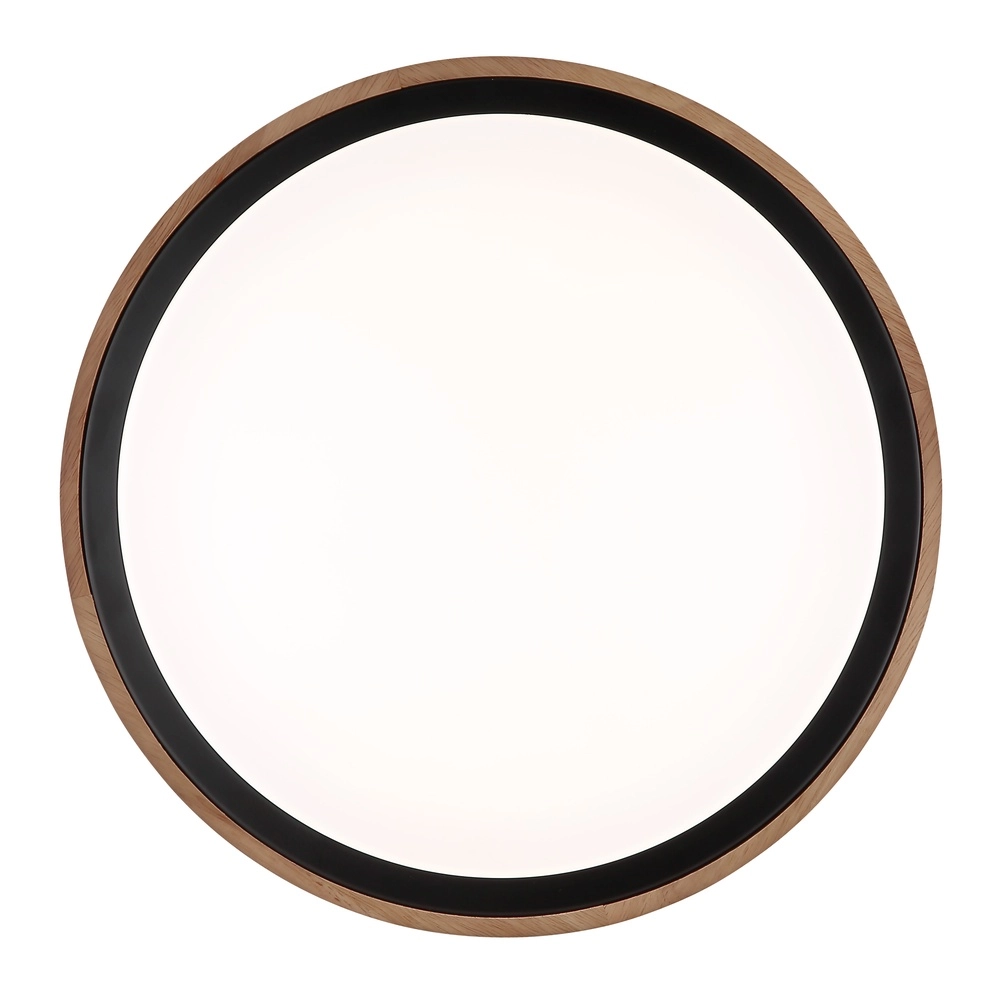 Plafondlamp Bruno Ø 36cm zwart met hout Globo 9007371474592