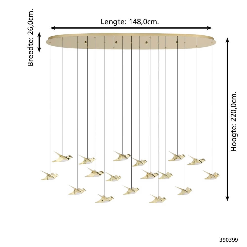 17-light hanging lamp Paratebueno 2 brass Stars of Light 9008606292219