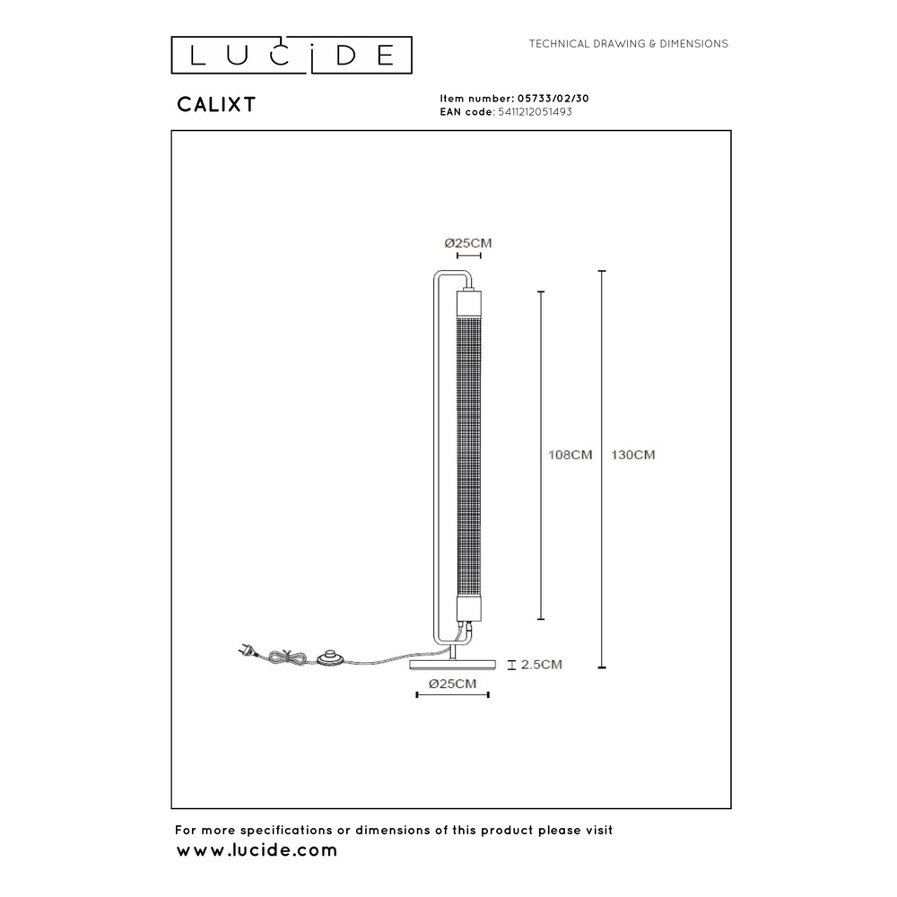 Design vloerlamp Calixt zwart Lucide 5411212051493