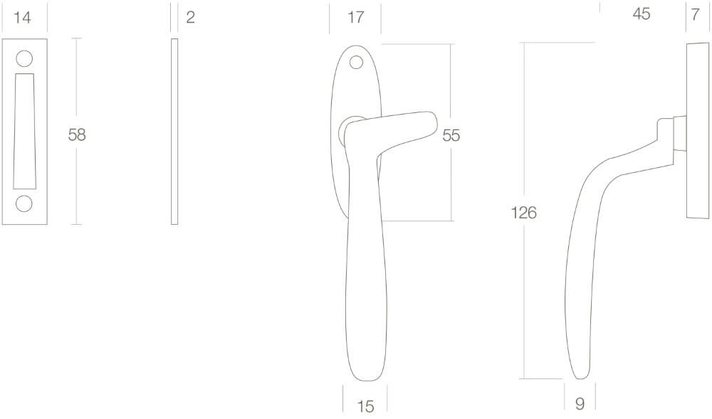 Raamsluiting Dudok links messing gelakt Intersteel 8714186011102