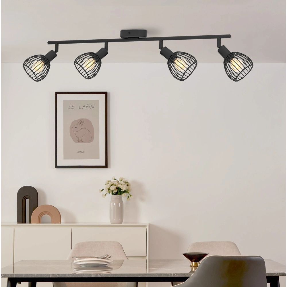 4-lichts draadlamp spotje Sonnino zwart - E14 Eglo 9008606306053