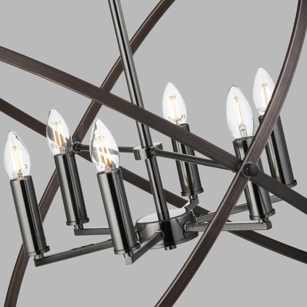 Zwarte klassieke hanglamp Hoopla 6-lichts Searchlight 5053423135519