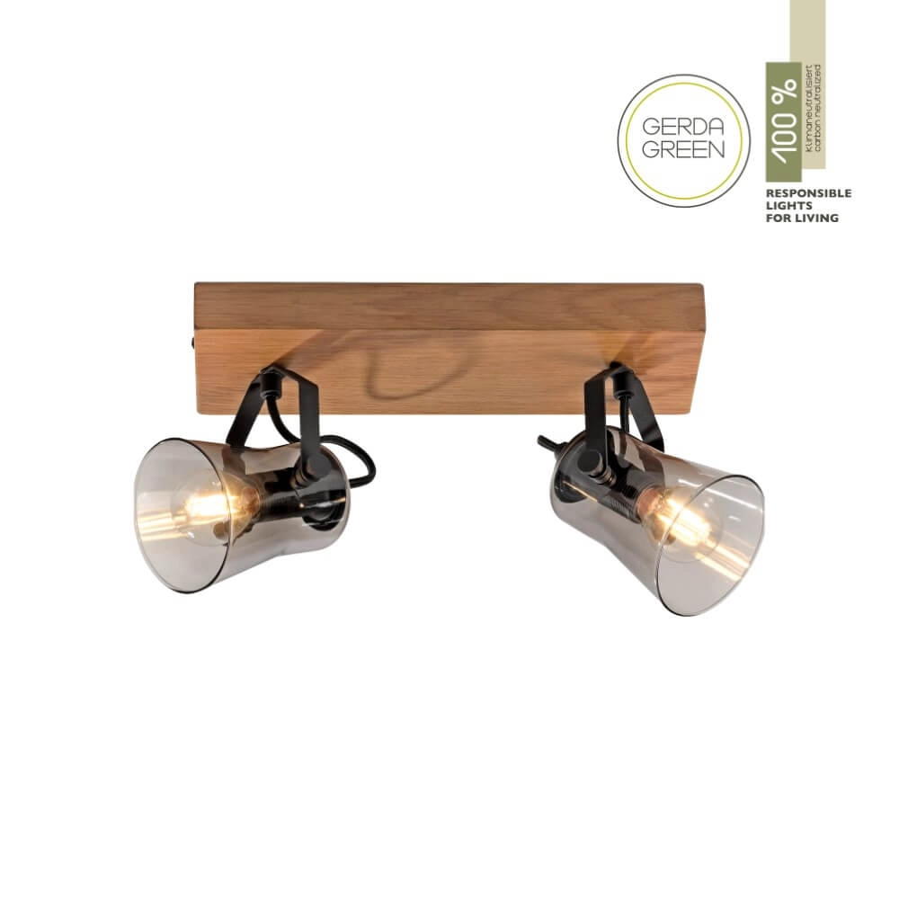 Plafondlamp Green Langstrom hout 2-lichts Just Light 4043689994877