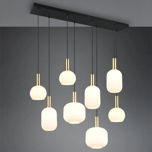 Eetkamer hanglamp Diva 8-lichts - wit glas Eetkamer hanglamp Diva 8-lichts - wit glas