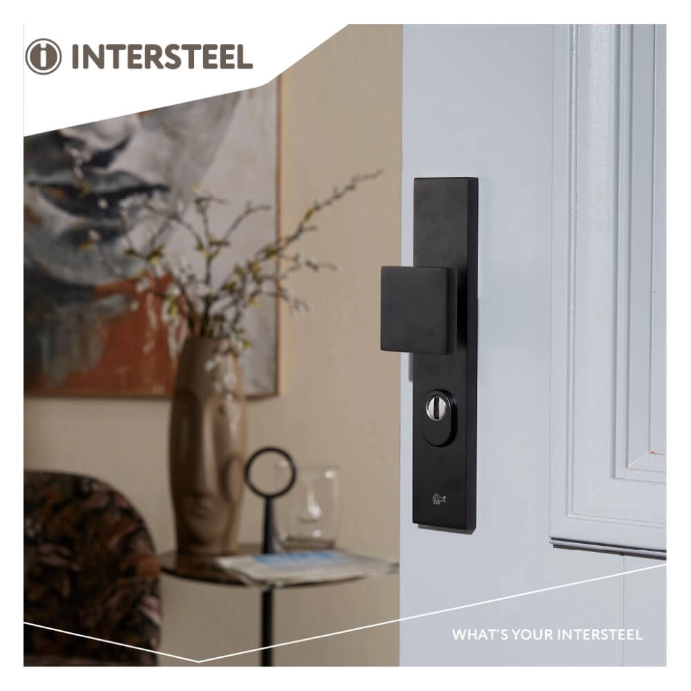 Voordeurbeslag PC 55mm Vurano kerntrekbeveiliging zwart Intersteel 8714186528716