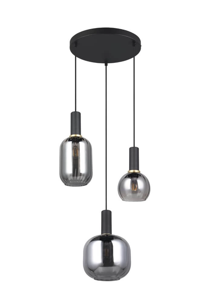 Eetkamer hanglamp Diva 3-lichts - smoke glas Trio 4017807614565
