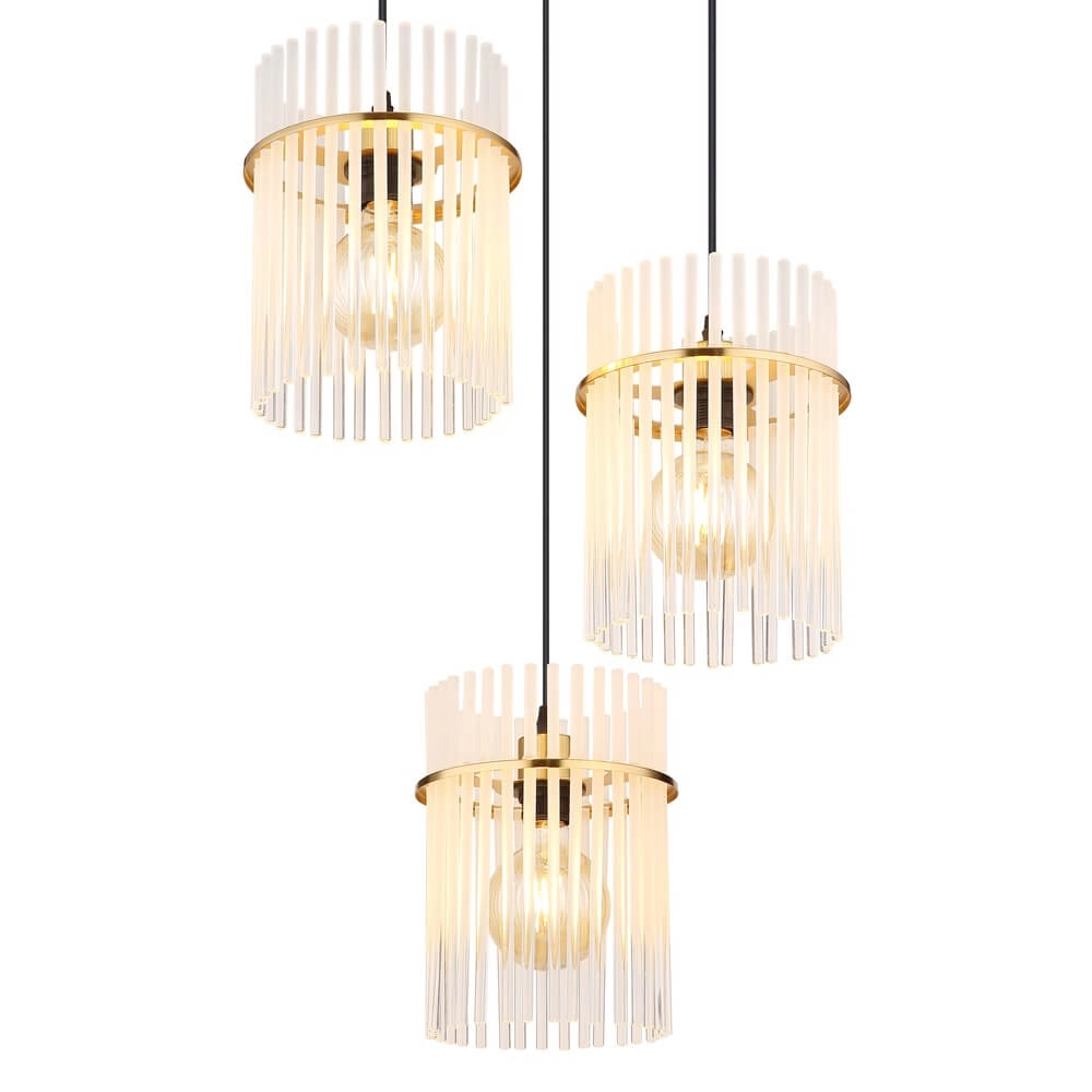 Gouden hanglamp Gorley rond met glas 3-lichts Globo 9007371446803