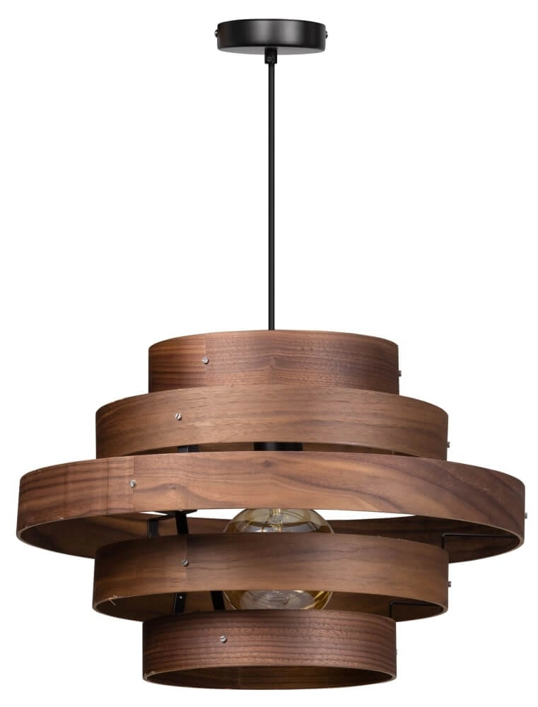 Stoere hanglamp Walnut 5-rings houtbruin Stoere hanglamp Walnut 5-rings houtbruin