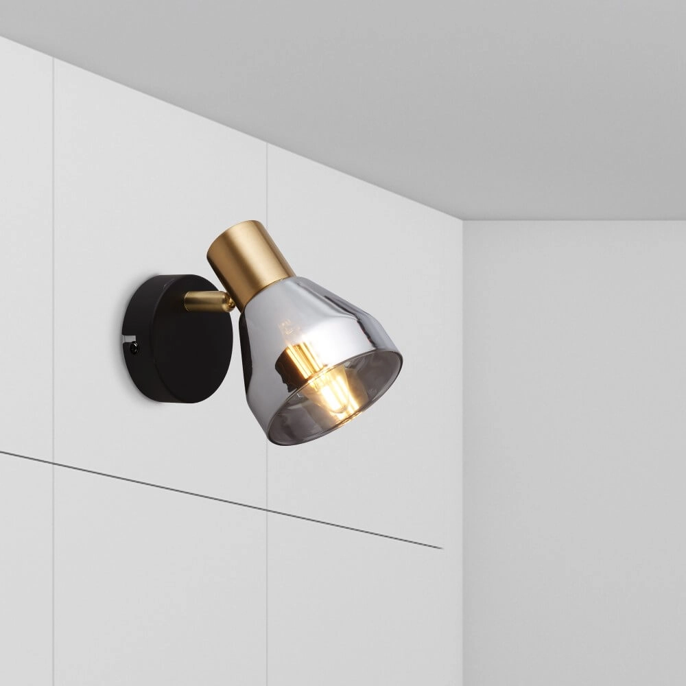 Wandlampje Westminster zwart met goud Searchlight 5053423227887