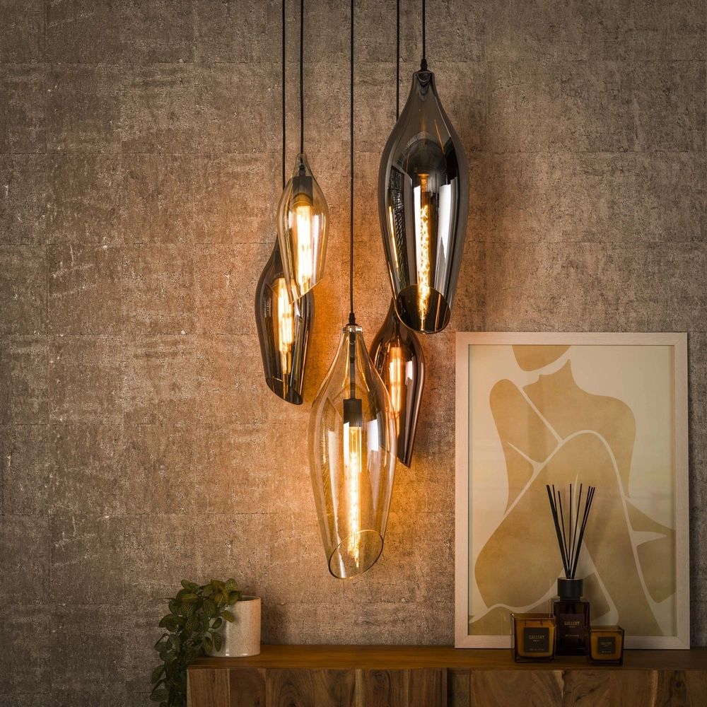 Vide hanglamp Cocoon 5x gekleurd glas