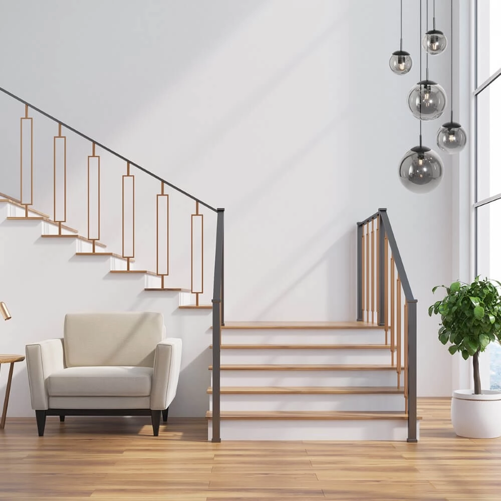 5-lichts vide hanglamp Bolique zwart met smoke glas Steinhauer 8712746133363