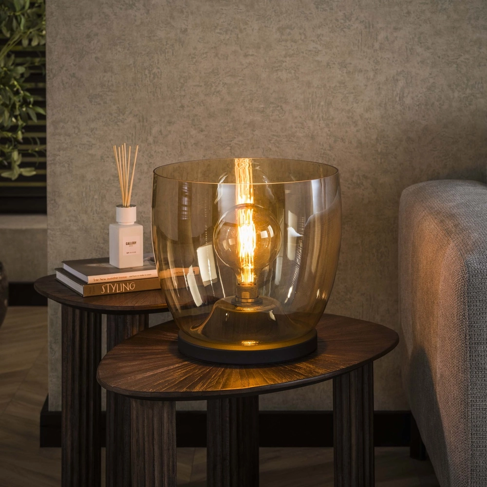 Vloerlamp amber glas UP Ø 33cm - 32cm hoog Lyora 8716803512610