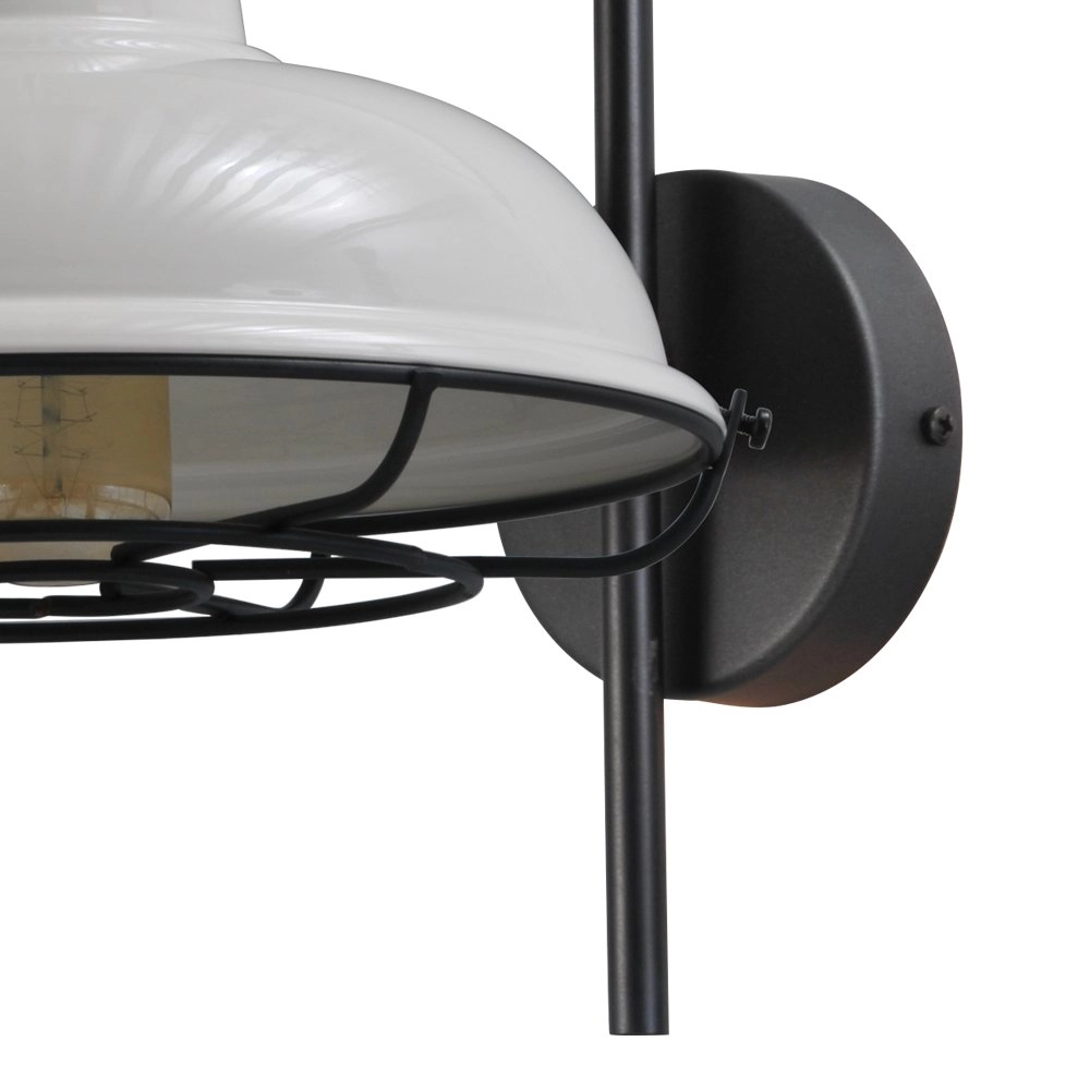 Retro witte industrie wandlamp Industria Grid 33cm zwart met witte kap Masterlight 8718121233239