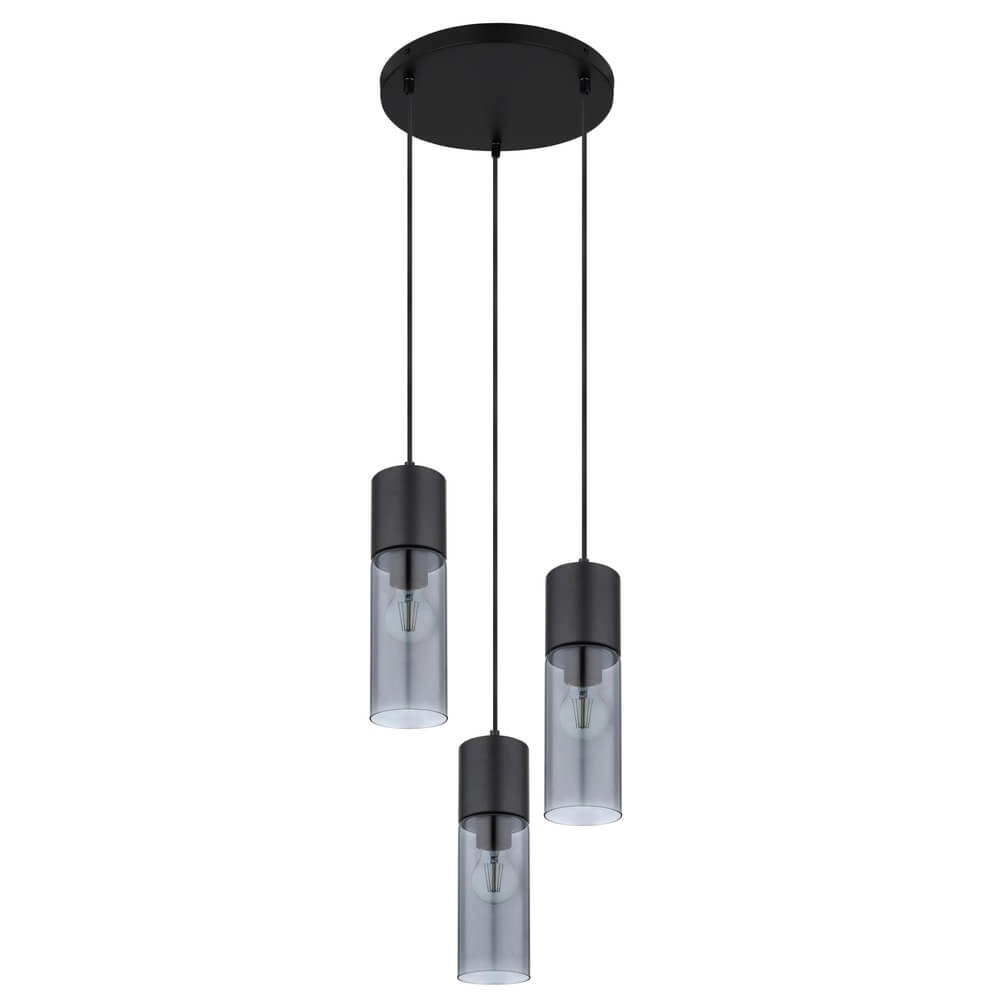 Strakke hanglamp Annika 3-lichts zwart rond Globo 9007371442768
