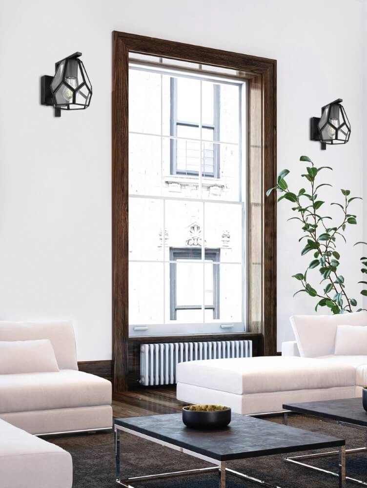 Wandlamp Mardyke zwart met glas Eglo 9002759436452