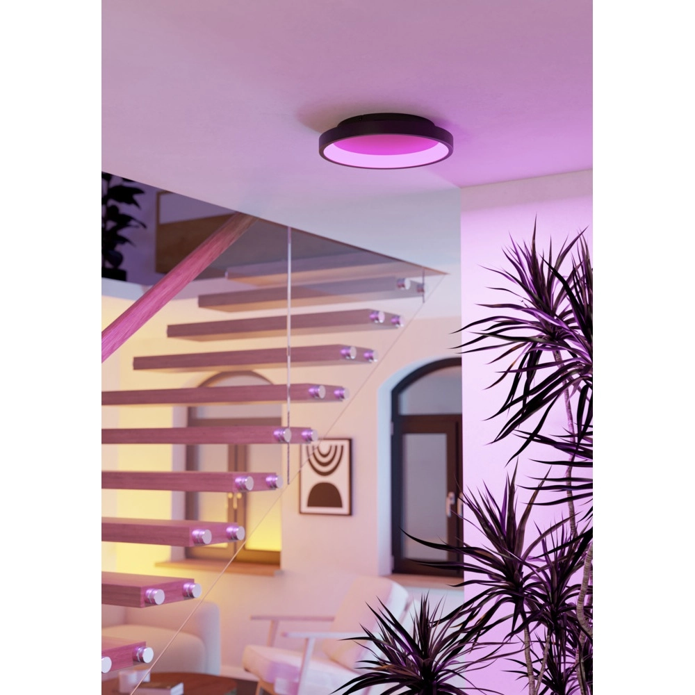 Ronde plafondlamp Loretello-Z smart zwart Eglo 9008606358243