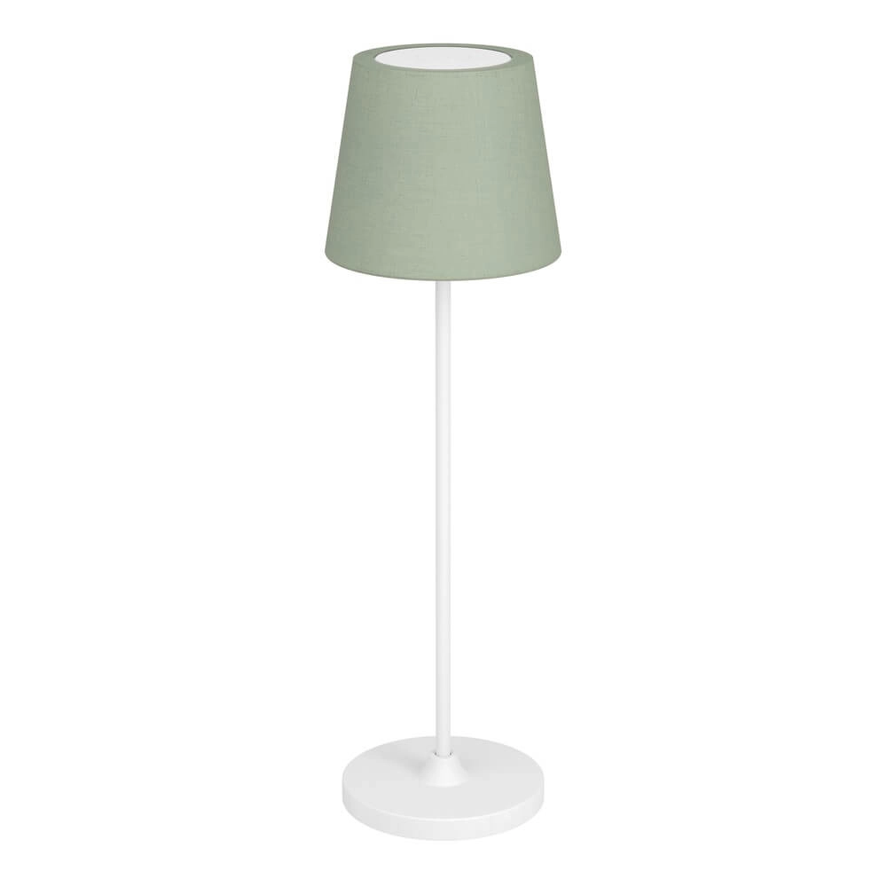Tafellamp Leonero wit met groen stof