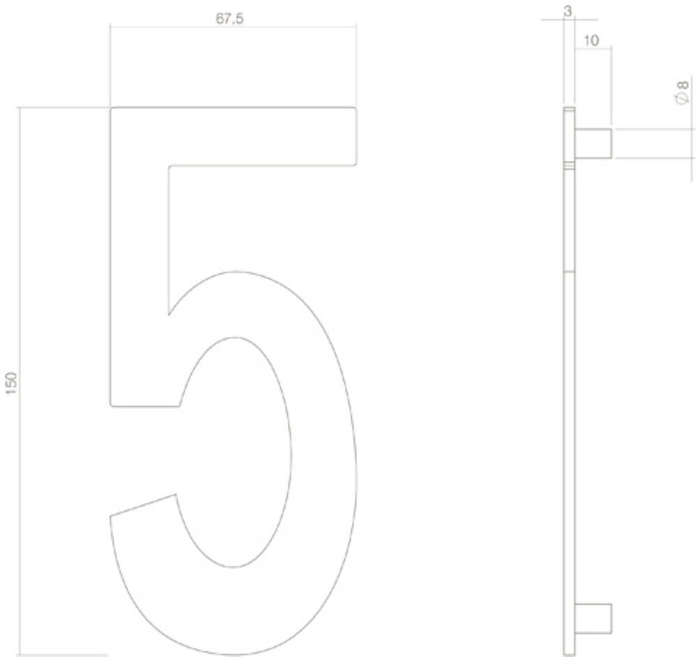Huisnummer 5 Numbra zwart Intersteel 8714186400746