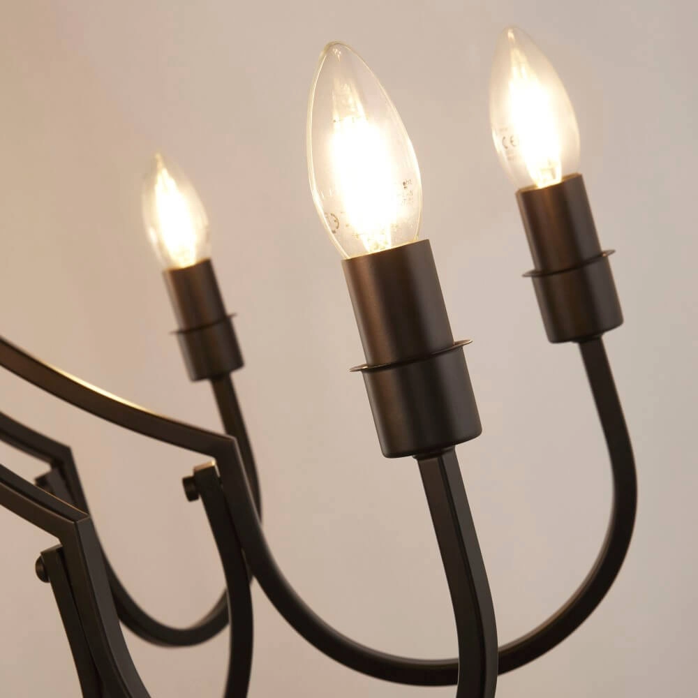 Klassieke hanglamp Lodge 8-lichts zwart Searchlight 5053423242927