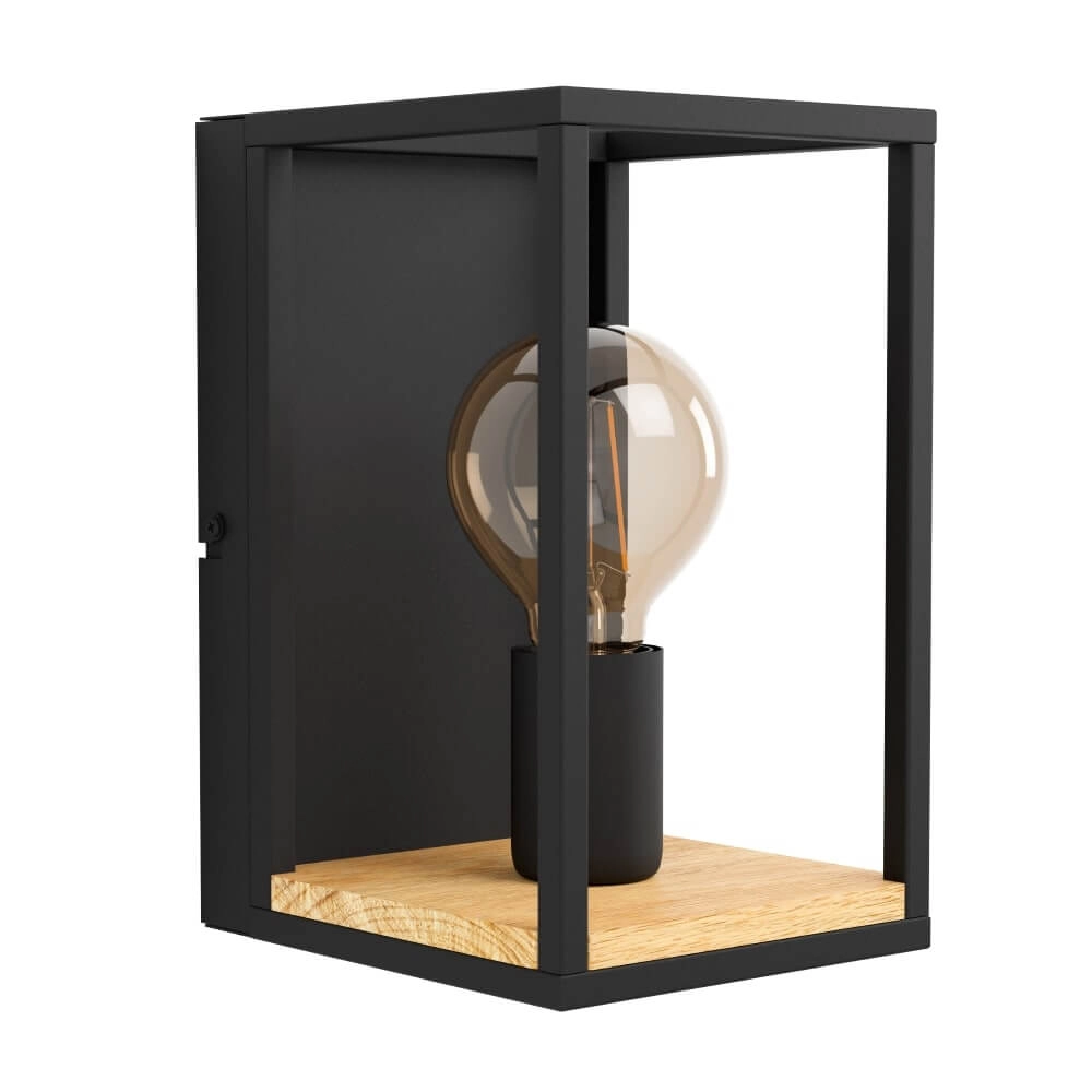 Wandlamp Libertad zwart met hout
