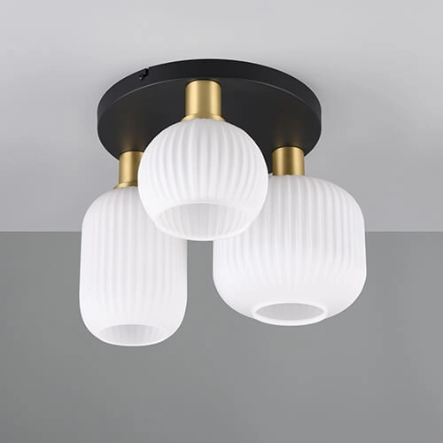 Trendy plafondlamp Diva met wit glas Trio 4017807614541