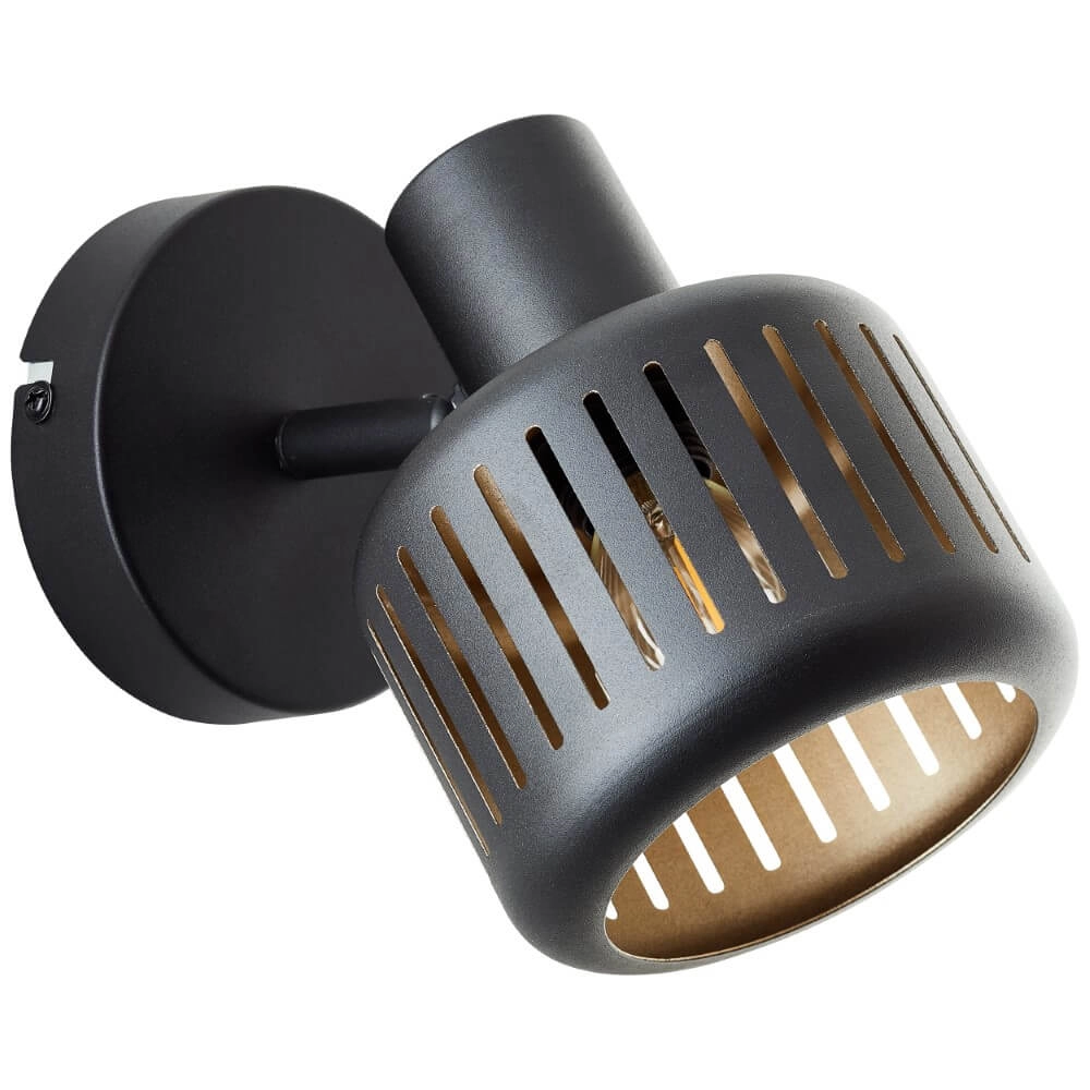 Zwarte wandlamp Tyas zwart met goud Brilliant 4004353424311