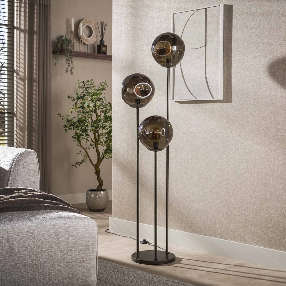 Glazen vloerlamp Stellar 3-lichts - smoke glas Lyora 8716803511613
