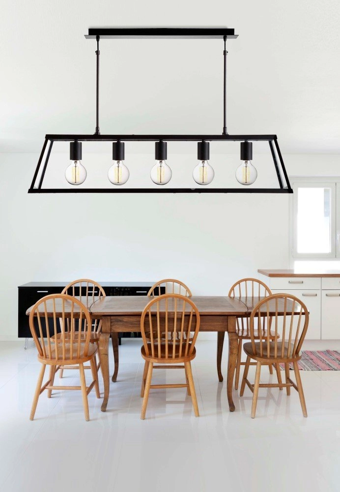 Zwarte hanglamp Voyager 5-lichts Searchlight 5053423057811