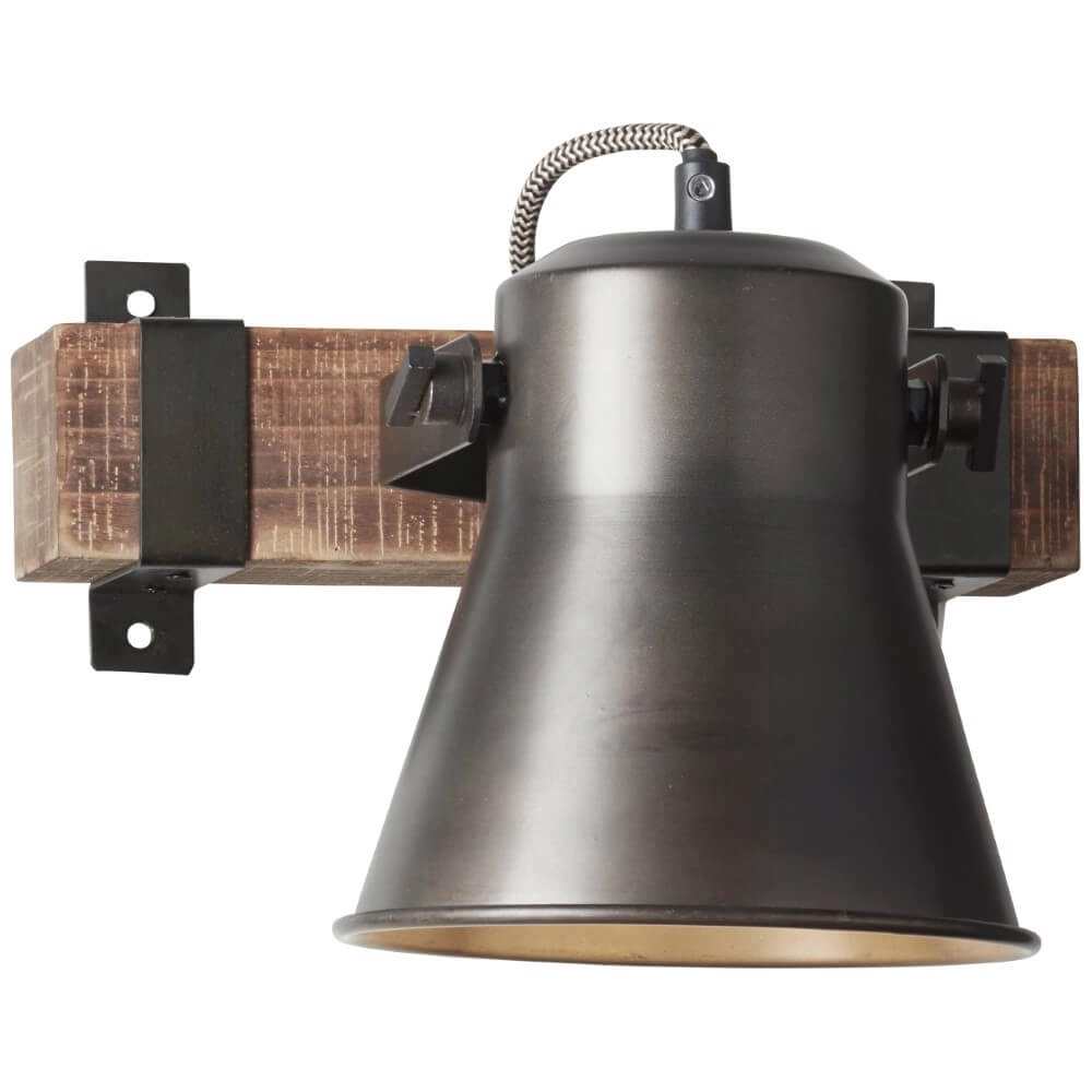 Wandlamp Decca zwart met bruin Wandlamp Decca zwart met bruin