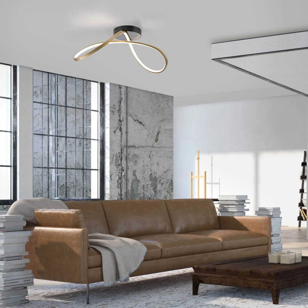 Design plafondlamp Okta messing/zwart Just Light 4043689001940