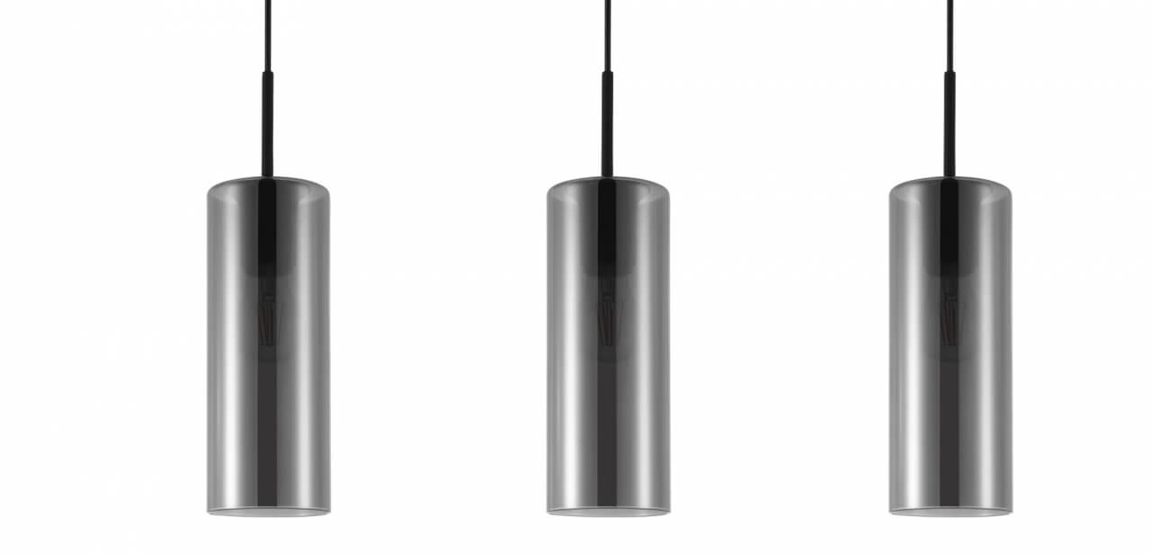 Glazen hanglamp Keyns 3-lichts zwart met smoke glas Eglo 9002759324674