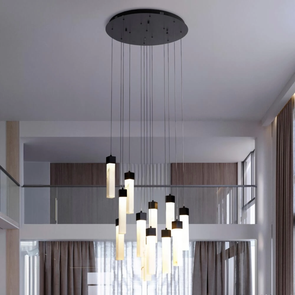 10-lichts vide hanglamp Moonbeam zwart Searchlight 5053423273778