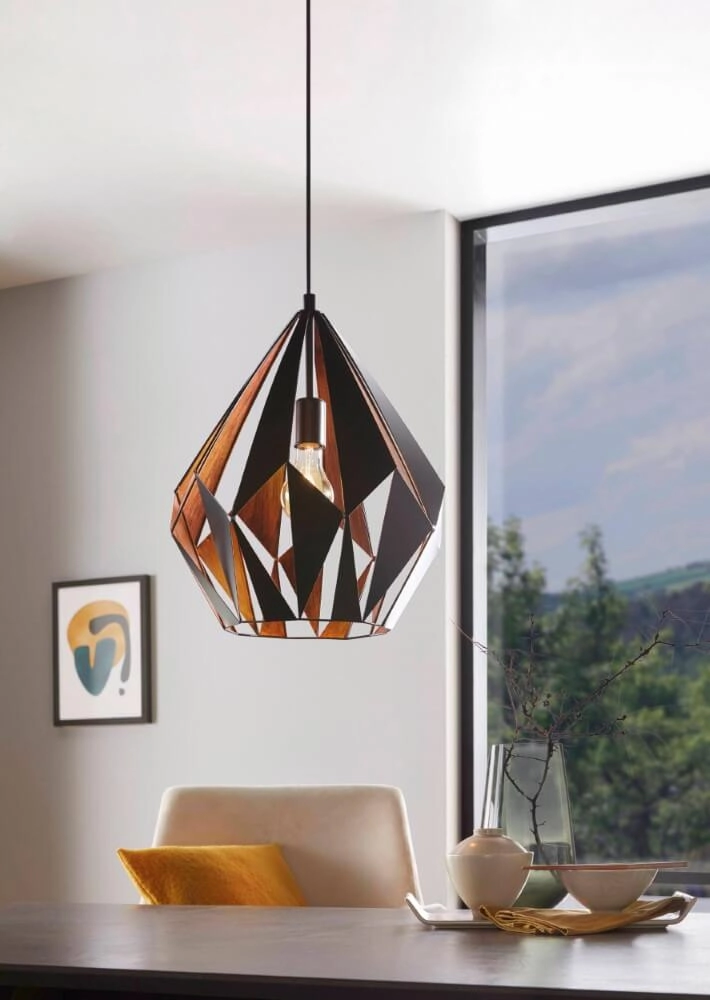 Hanglamp Carlton 1 38cm zwart met roodkoper Eglo 9002759498788