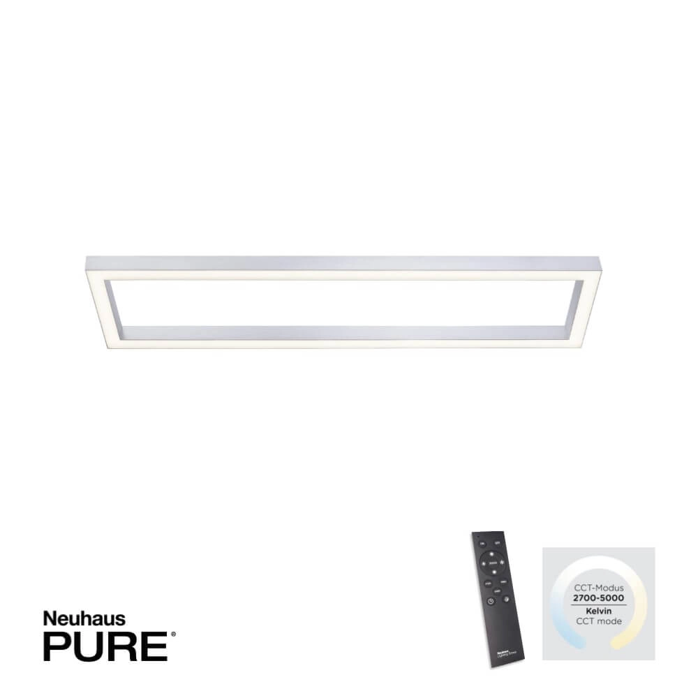 Rechthoekige plafondlamp Pure Lines Square aluminium Paul Neuhaus 4012248357934