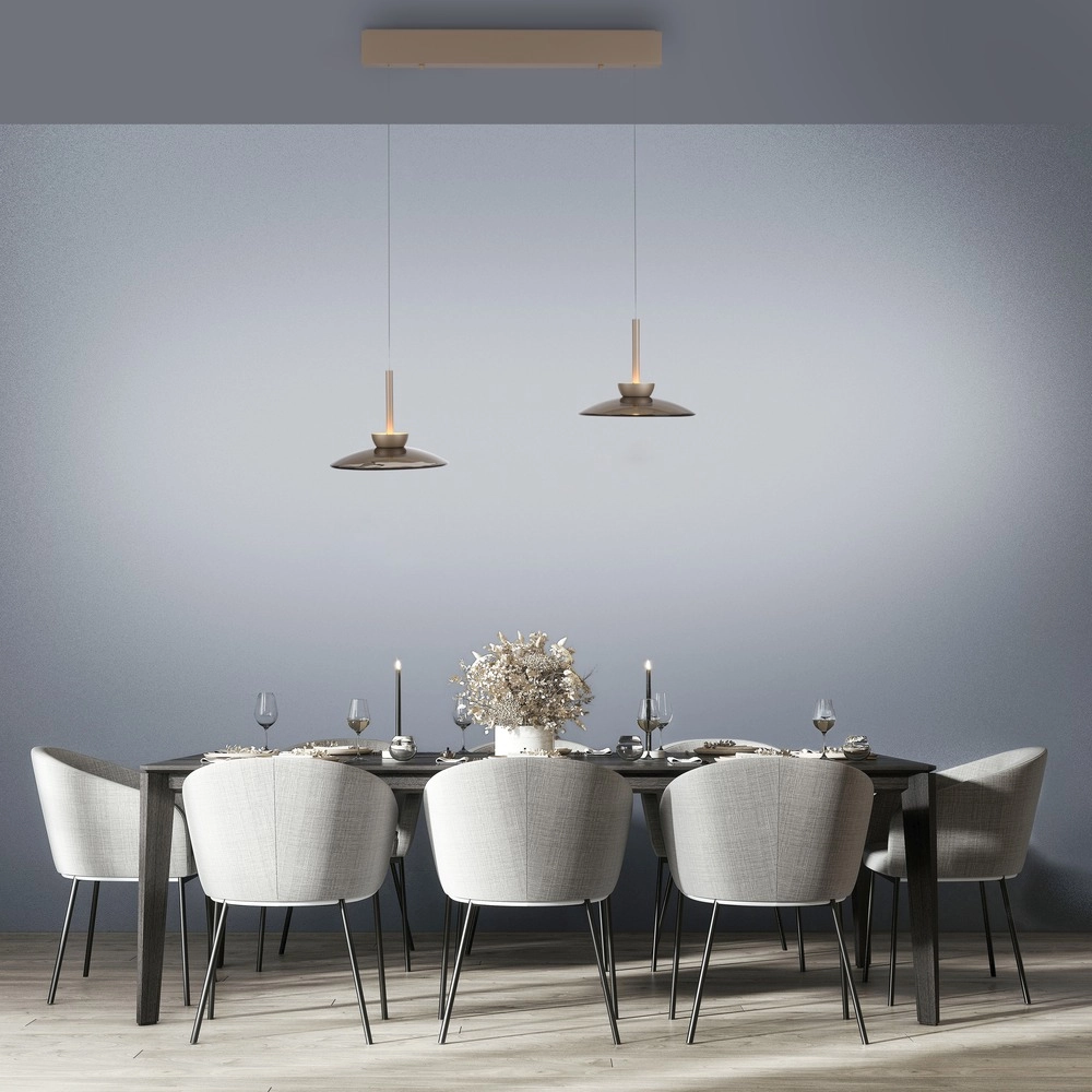 2L eettafel hanglamp Pure Moon bronce met amber glas Paul Neuhaus 4012248392980