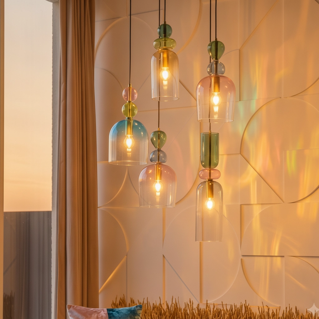 Gekleurde hanglamp Murano 5-lichts